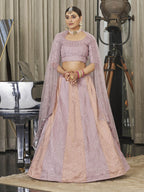 Myra Pink & Peach Multicolour Art Silk Embroidered Designer Lehenga Choli | Grocsy