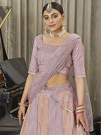 Myra Pink & Peach Multicolour Art Silk Embroidered Designer Lehenga Choli | Grocsy