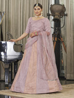 Myra Pink & Peach Multicolour Art Silk Embroidered Designer Lehenga Choli | Grocsy