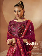 Myra Magenta Velvet Embroidered Designer Lehenga Choli | Grocsy