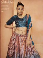 Myra Teal Blue Velvet Embroidered Designer Lehenga Choli | Grocsy