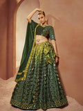 Myra Green Velvet Embroidered Designer Lehenga Choli | Grocsy