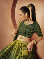 Myra Green Velvet Embroidered Designer Lehenga Choli | Grocsy
