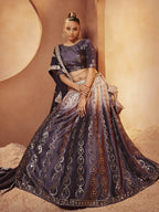 Myra Purple Velvet Embroidered Designer Lehenga Choli | Grocsy