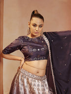 Myra Purple Velvet Embroidered Designer Lehenga Choli | Grocsy