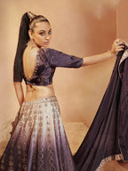 Myra Purple Velvet Embroidered Designer Lehenga Choli | Grocsy