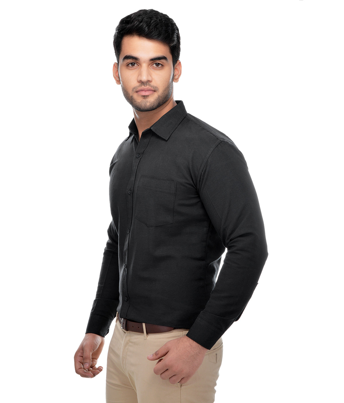 RIAG Black Men's Full Sleeves Solid Shirt | Grocsy