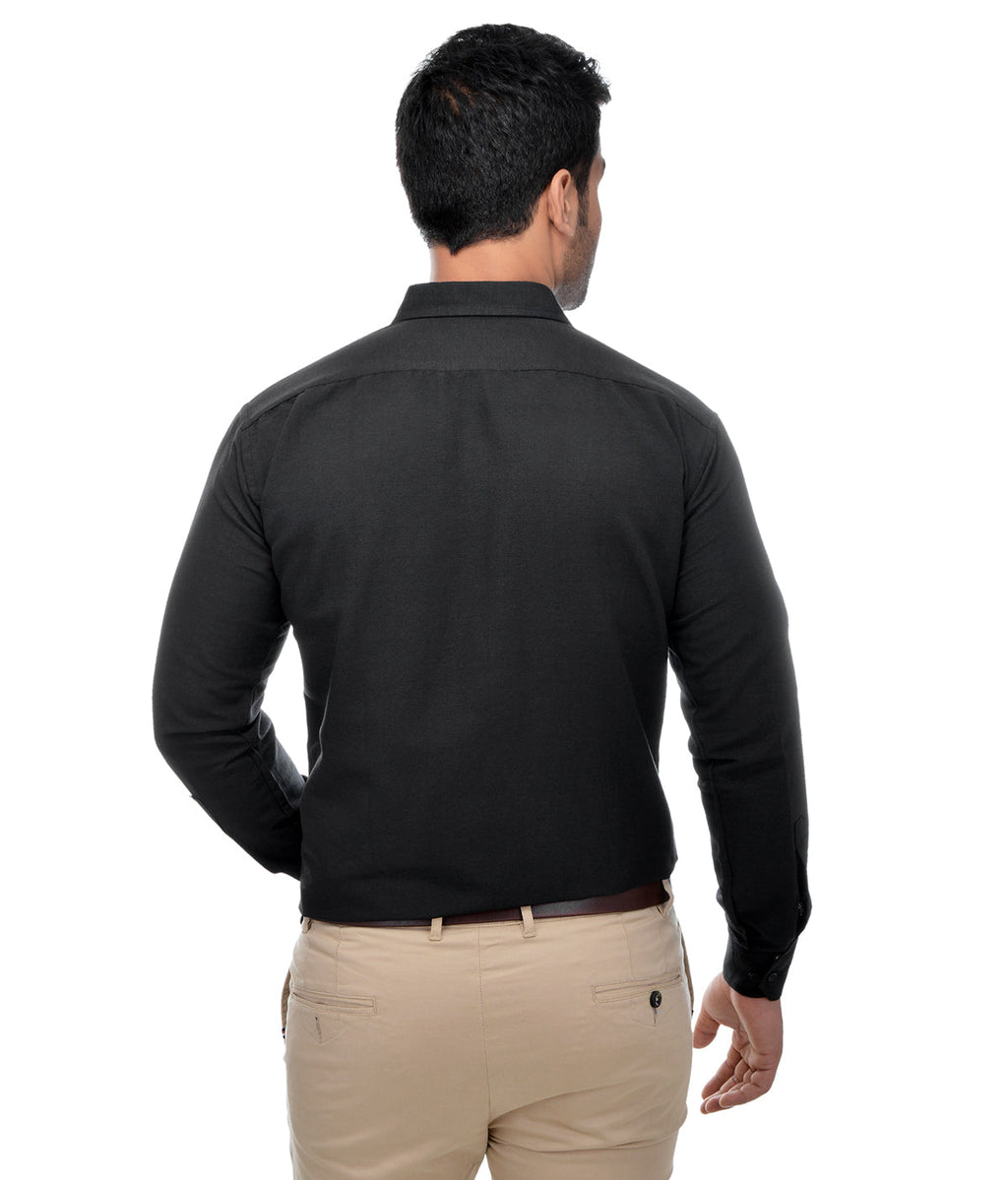 RIAG Black Men's Full Sleeves Solid Shirt | Grocsy