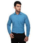 RIAG Blue Men's Full Sleeves Solid Shirt | Grocsy
