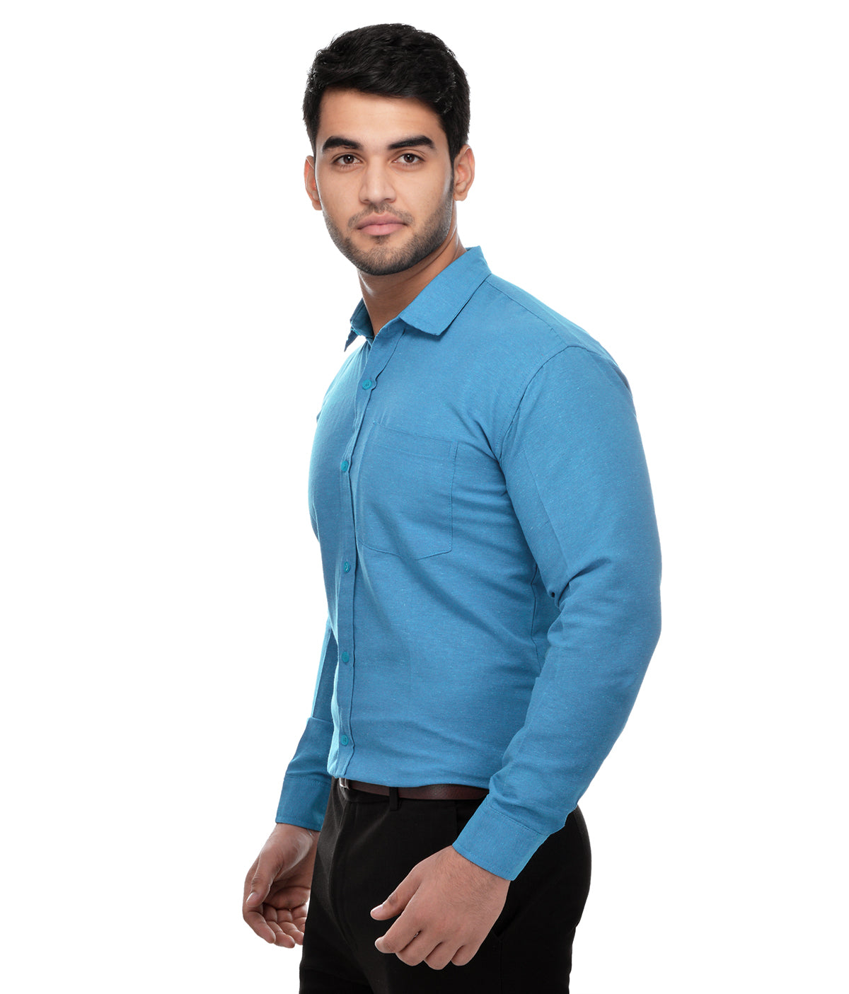 RIAG Blue Men's Full Sleeves Solid Shirt | Grocsy