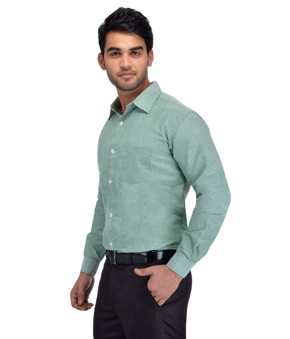 RIAG Green Men's Full Sleeves Solid Shirt | Grocsy