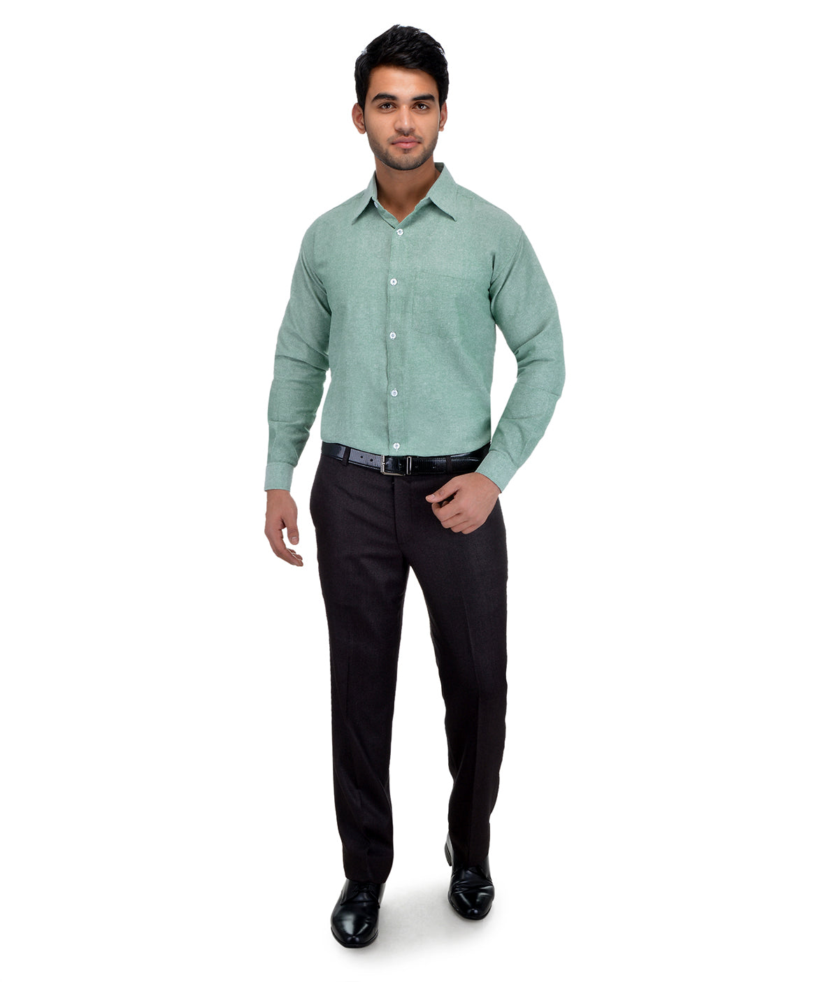 RIAG Green Men's Full Sleeves Solid Shirt | Grocsy