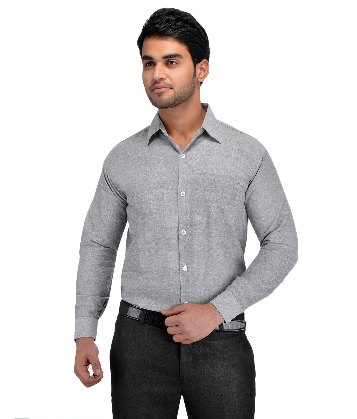 RIAG Grey Men's Full Sleeves Solid Shirt | Grocsy