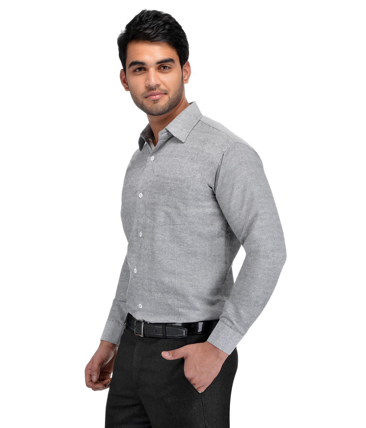 RIAG Grey Men's Full Sleeves Solid Shirt | Grocsy