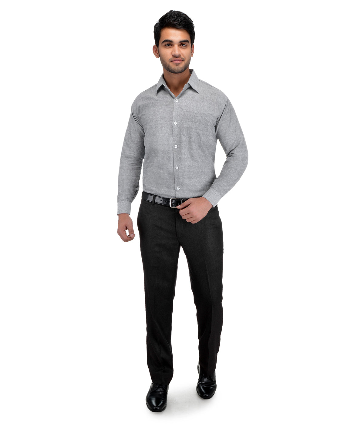 RIAG Grey Men's Full Sleeves Solid Shirt | Grocsy