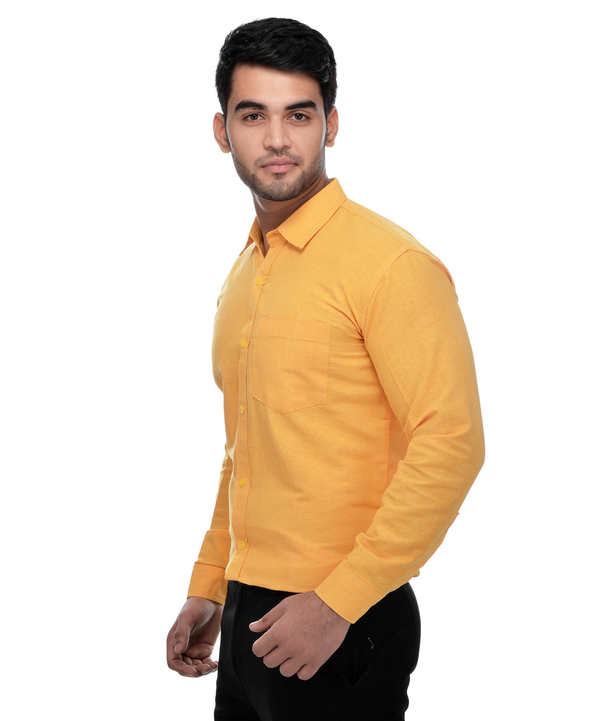 RIAG Yellow Men's Full Sleeves Solid Shirt | Grocsy