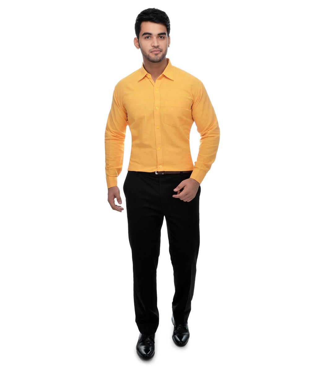 RIAG Yellow Men's Full Sleeves Solid Shirt | Grocsy