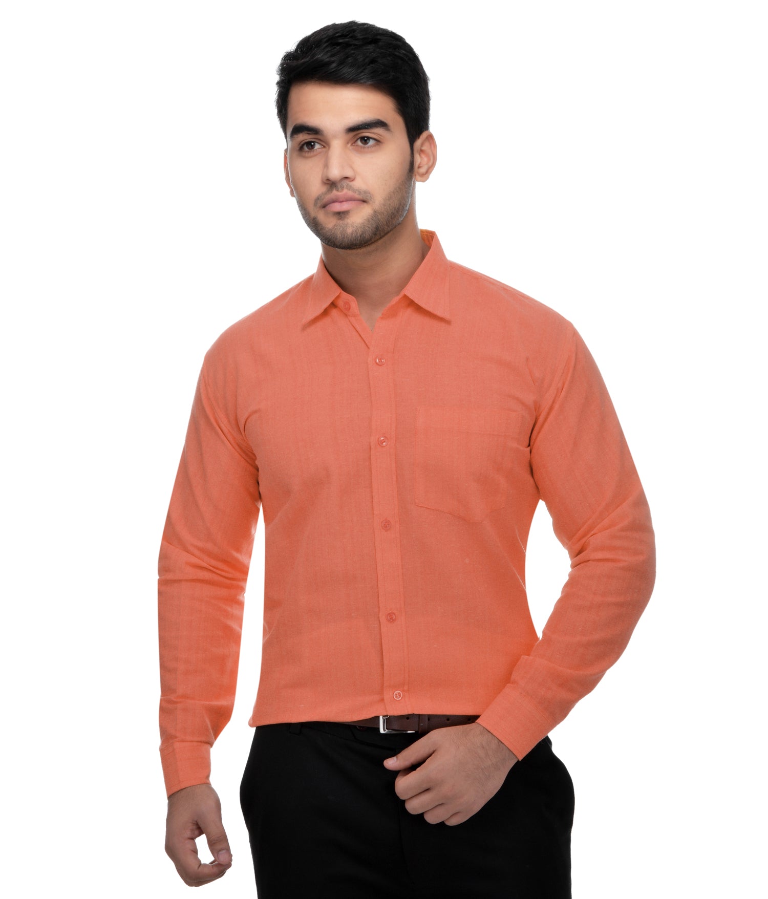 RIAG Orange Men's Full Sleeves Solid Shirt | Grocsy