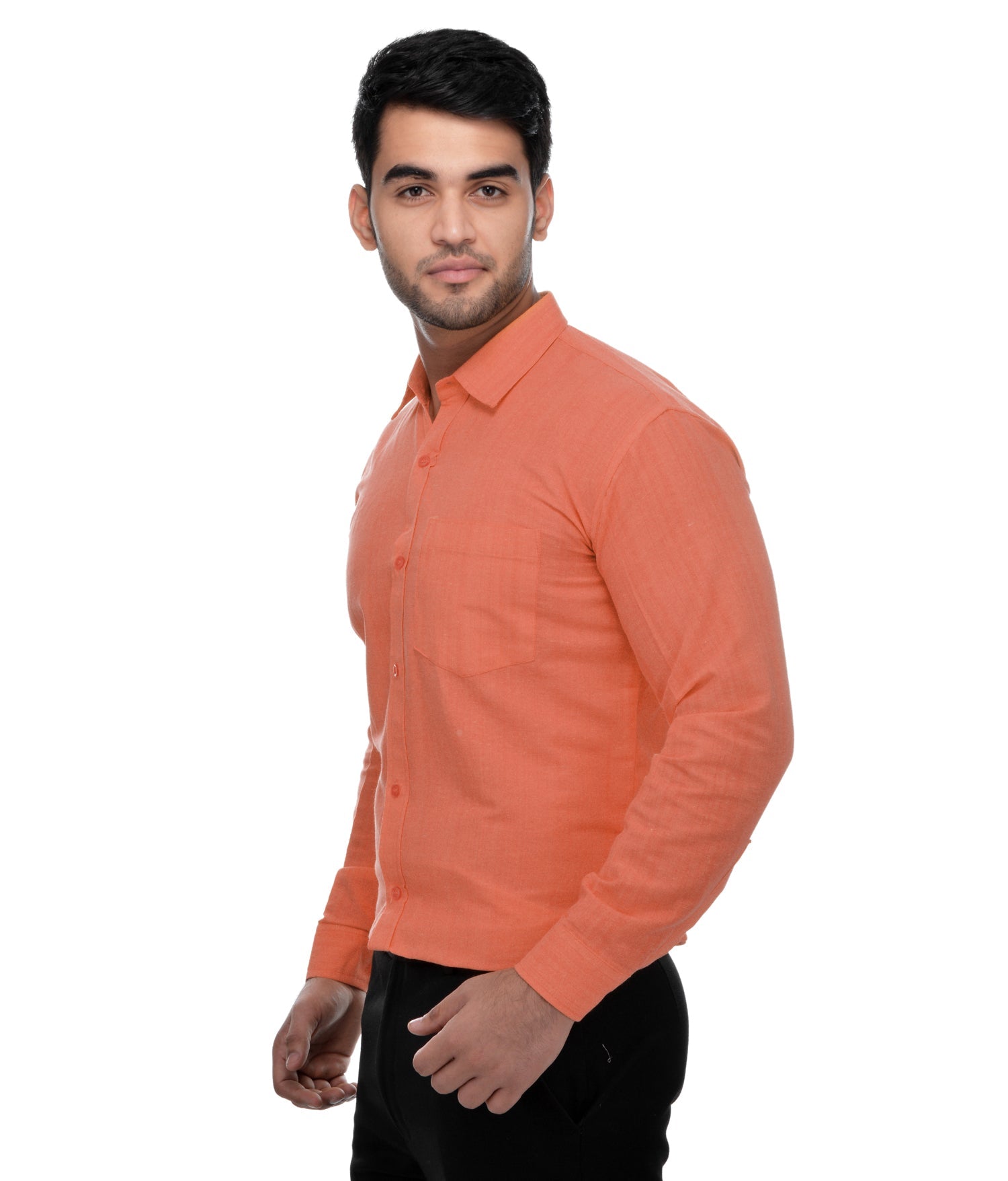 RIAG Orange Men's Full Sleeves Solid Shirt | Grocsy