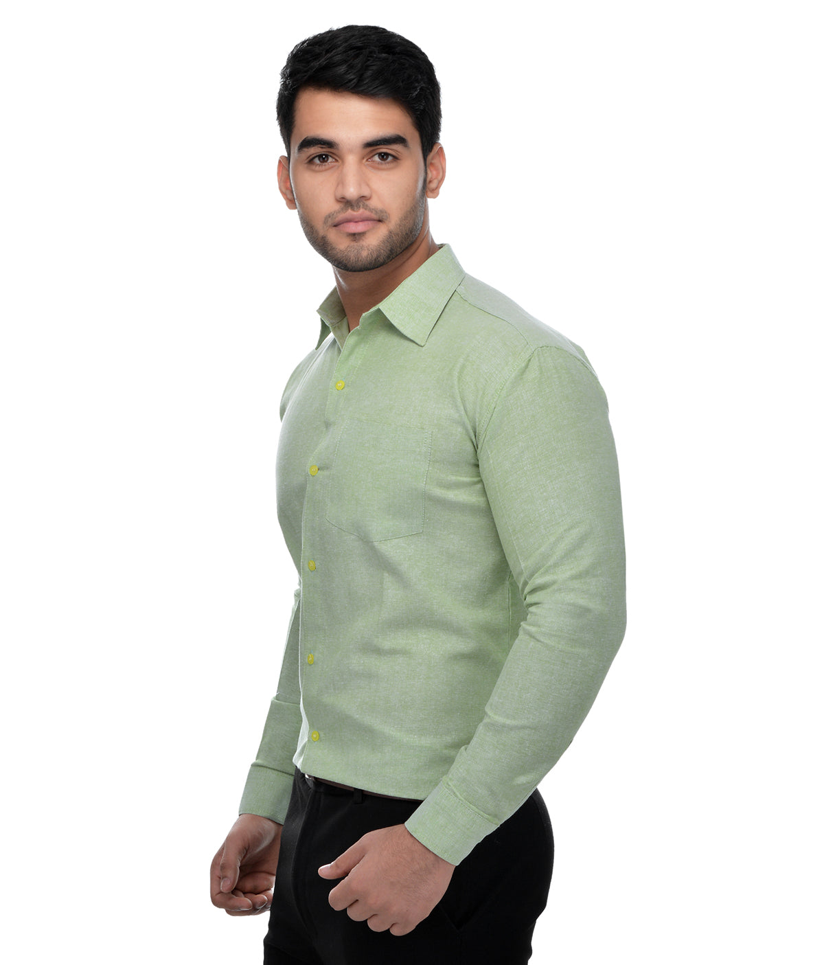 RIAG Green Men's Full Sleeves Solid Shirt | Grocsy