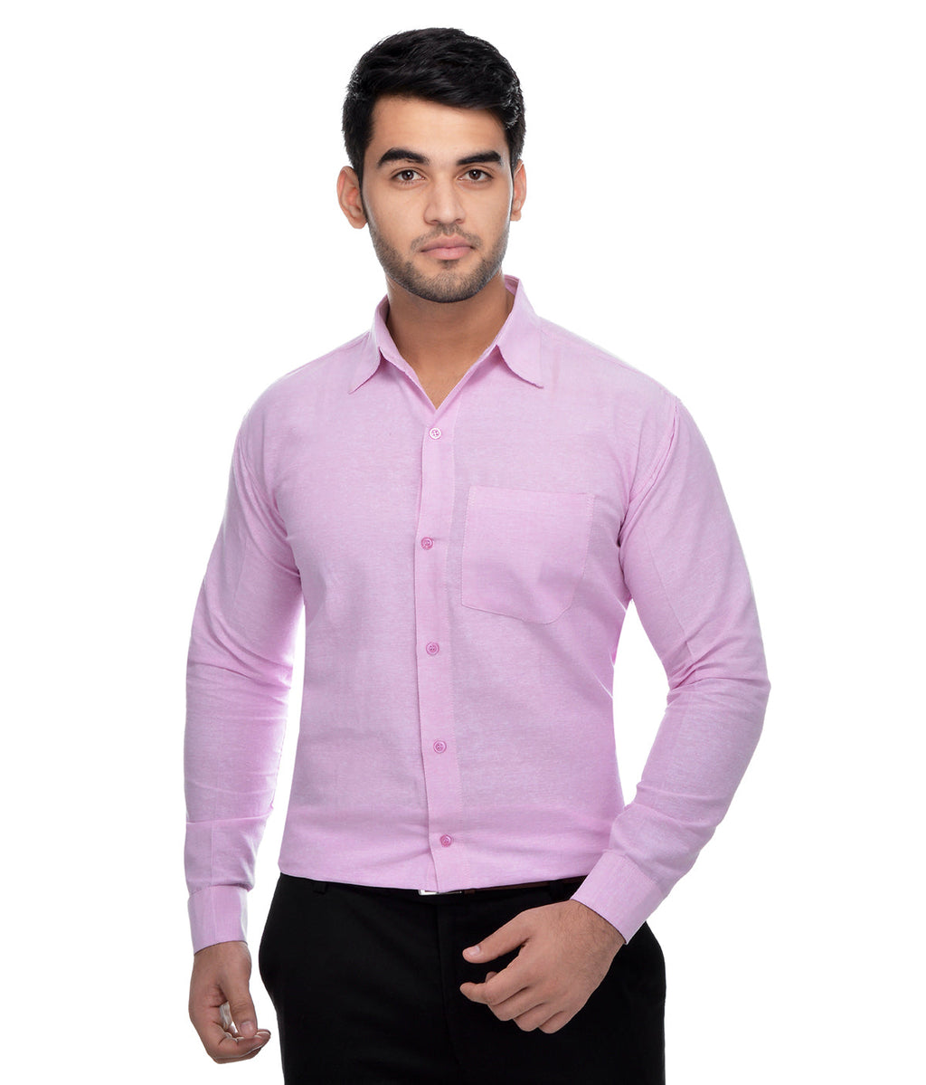 RIAG Pink Men's Full Sleeves Solid Shirt | Grocsy