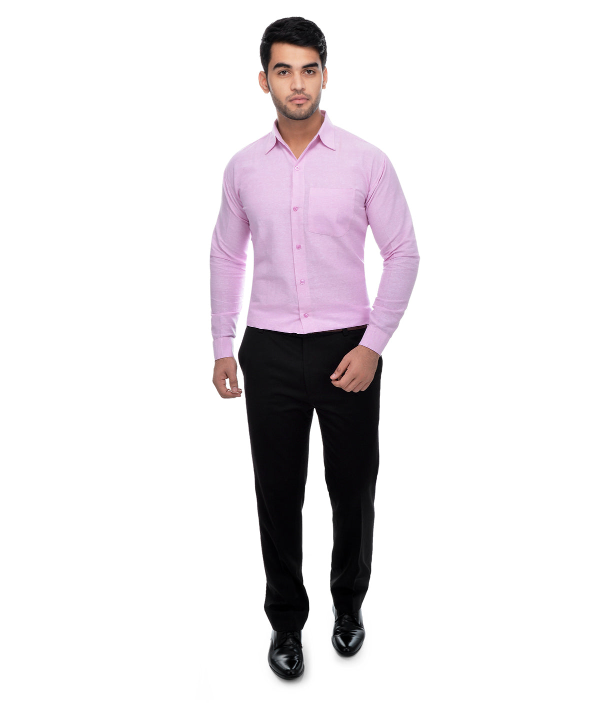 RIAG Pink Men's Full Sleeves Solid Shirt | Grocsy