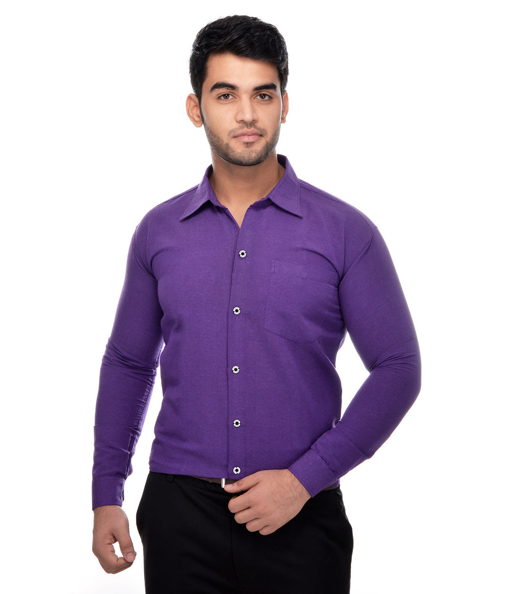 RIAG Purple Men's Full Sleeves Solid Shirt | Grocsy
