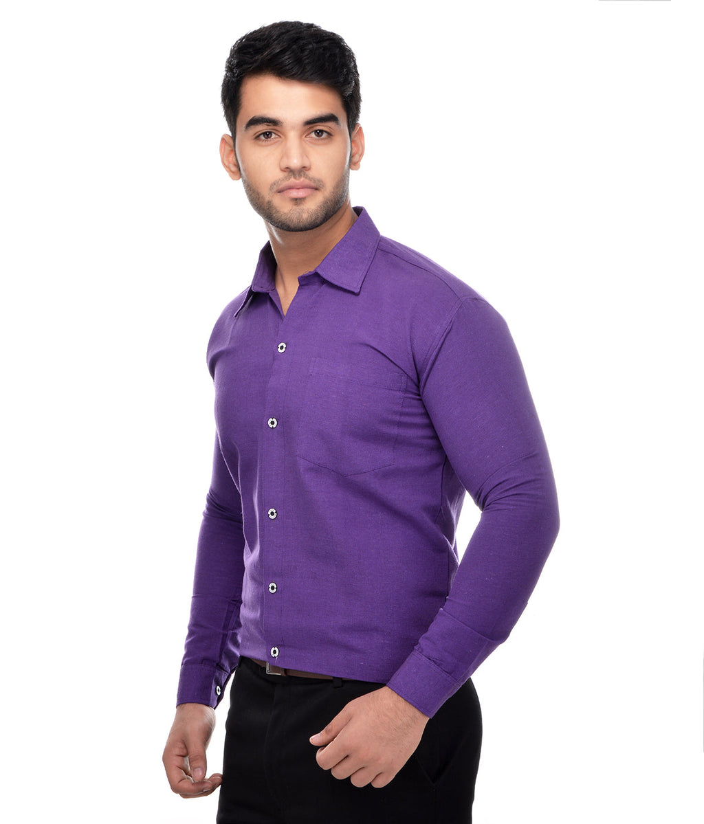RIAG Purple Men's Full Sleeves Solid Shirt | Grocsy
