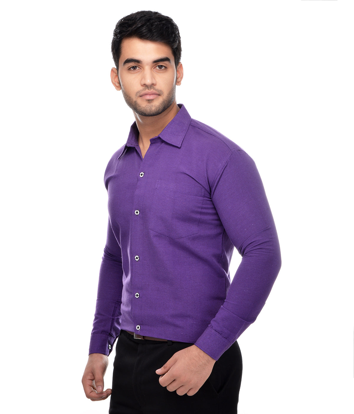 RIAG Purple Men's Full Sleeves Solid Shirt | Grocsy