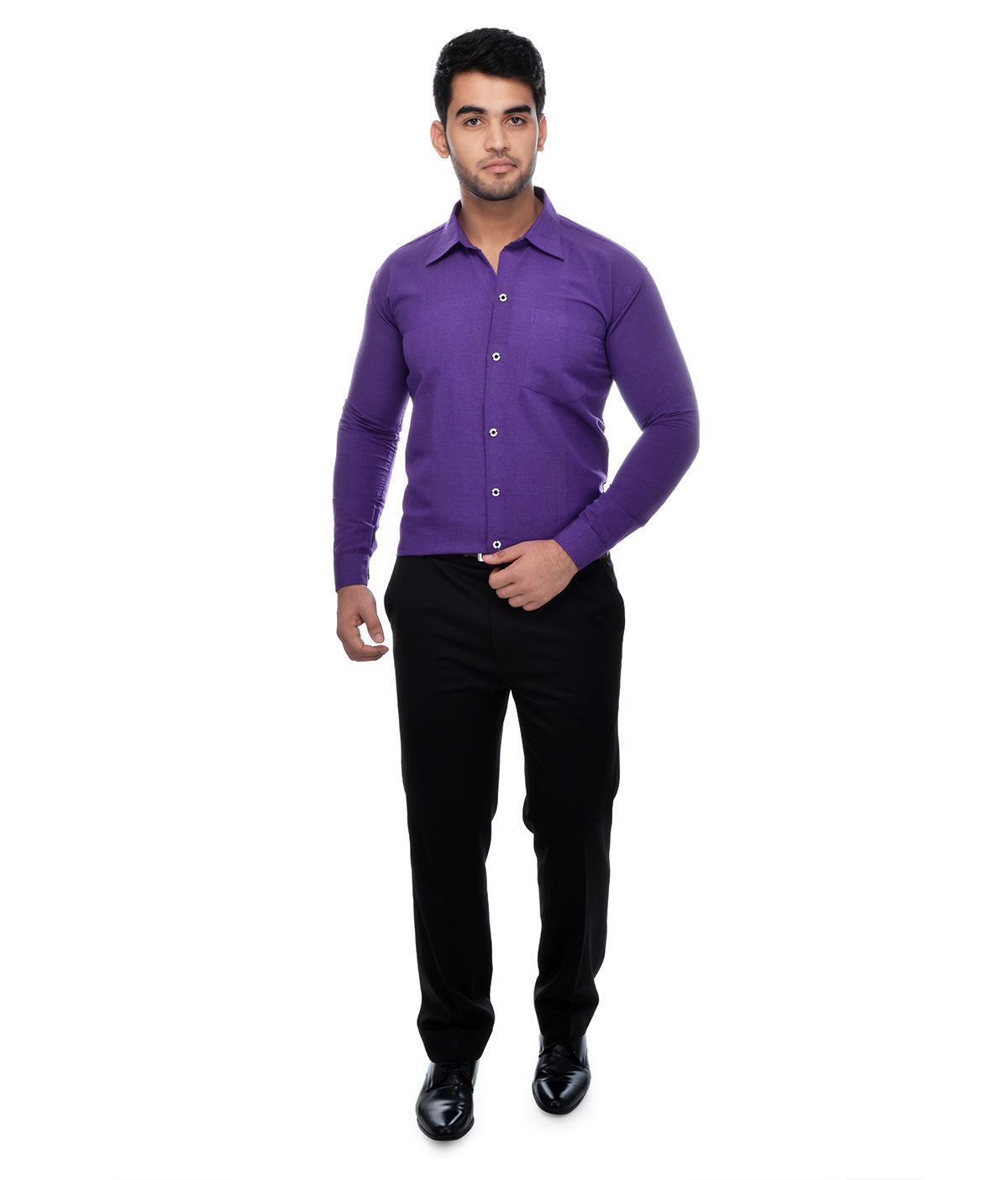 RIAG Purple Men's Full Sleeves Solid Shirt | Grocsy