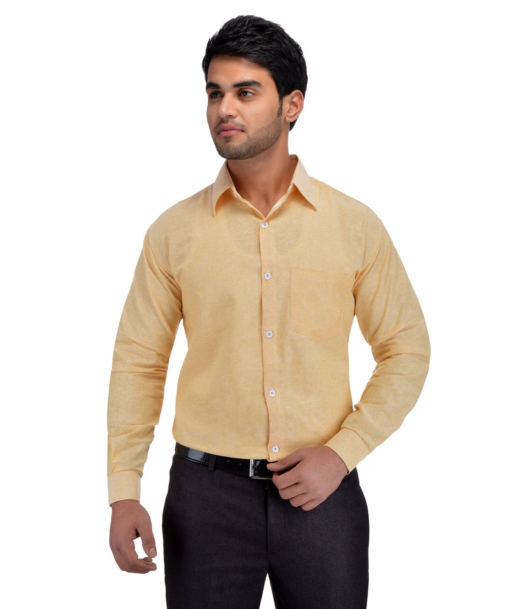 RIAG Beige Men's Full Sleeves Solid Shirt | Grocsy