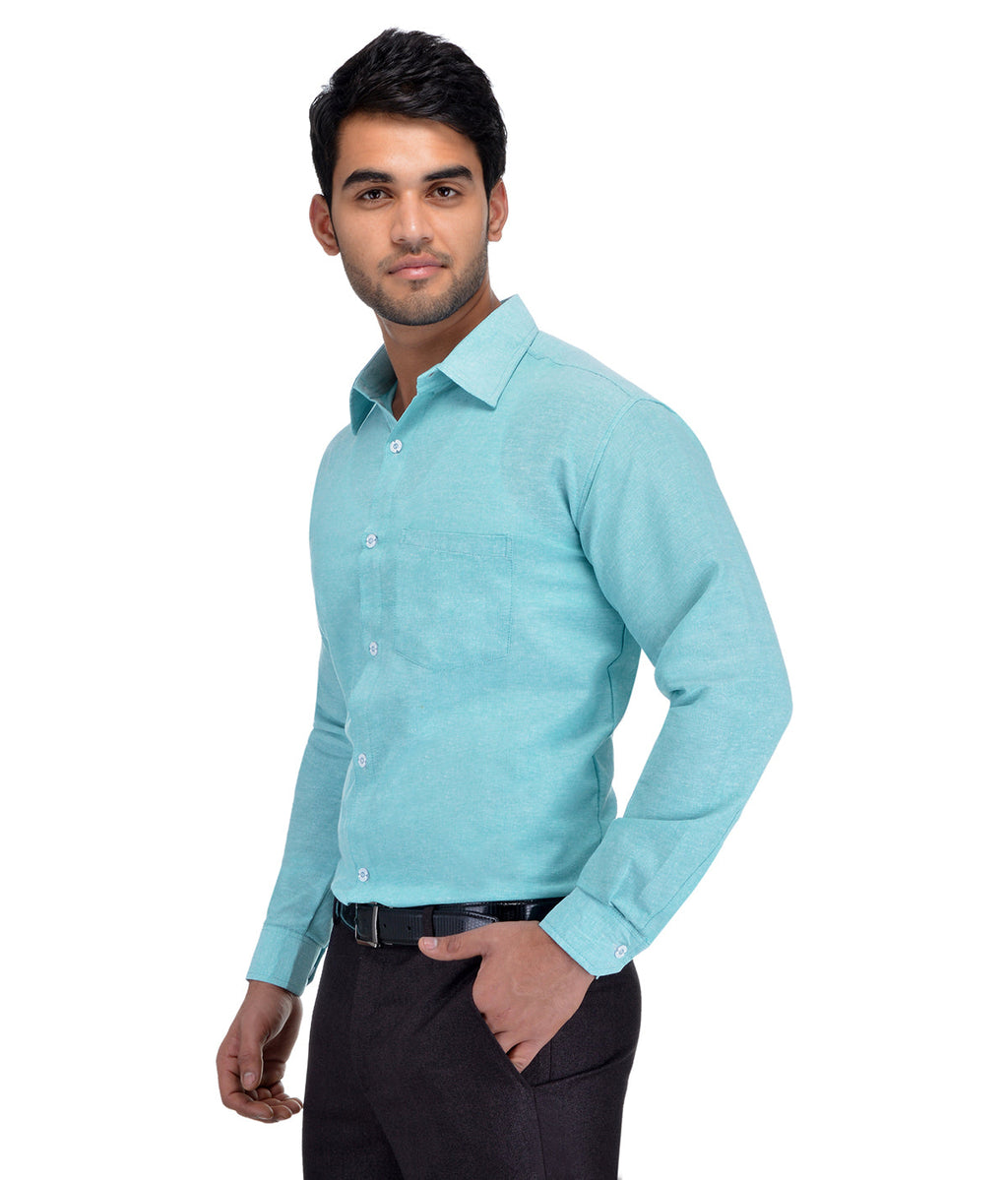 RIAG Light Blue Men's Full Sleeves Solid Shirt | Grocsy