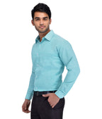 RIAG Light Blue Men's Full Sleeves Solid Shirt | Grocsy