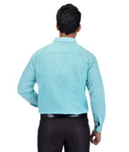 RIAG Light Blue Men's Full Sleeves Solid Shirt | Grocsy