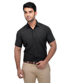 RIAG Black Men's Half Sleeves Solid Shirt | Grocsy