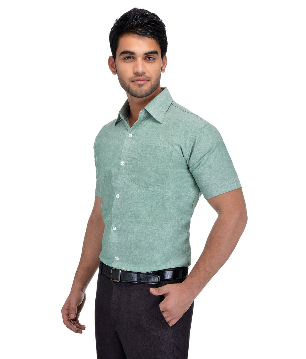 RIAG Green Men's Half Sleeves Solid Shirt | Grocsy