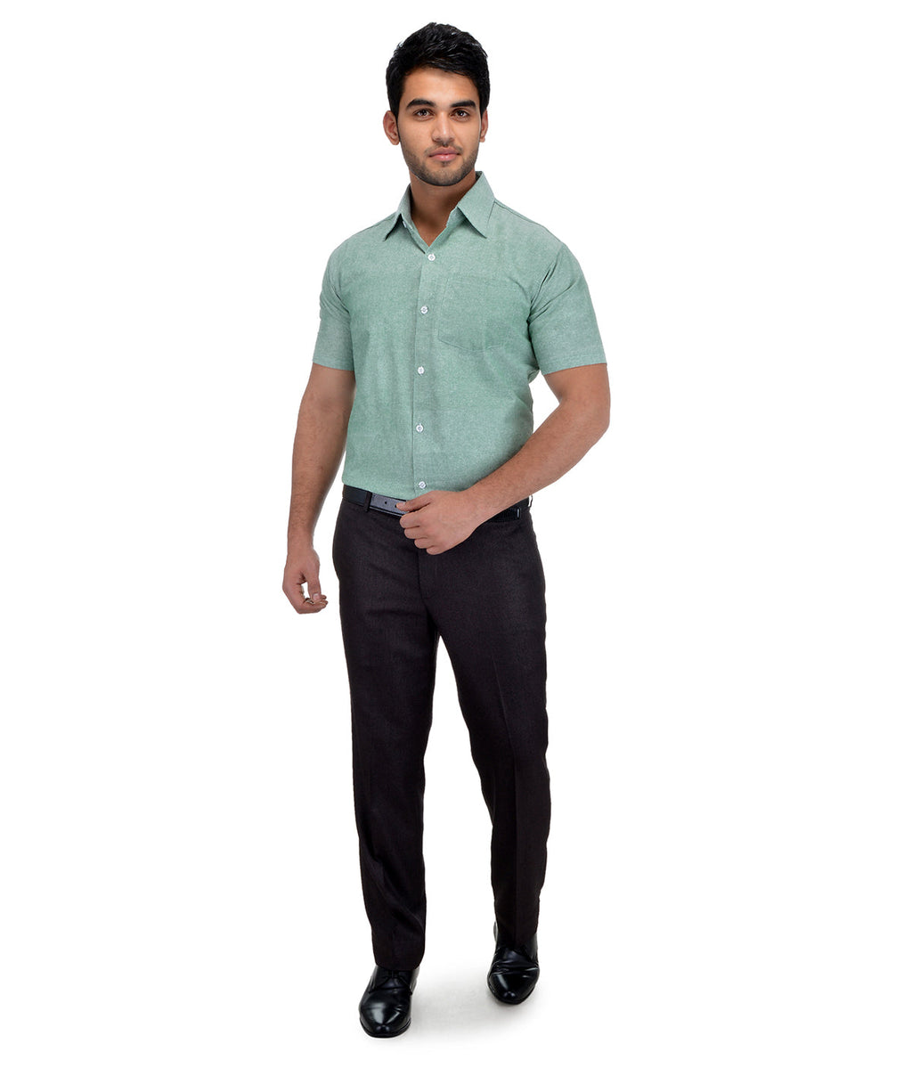 RIAG Green Men's Half Sleeves Solid Shirt | Grocsy