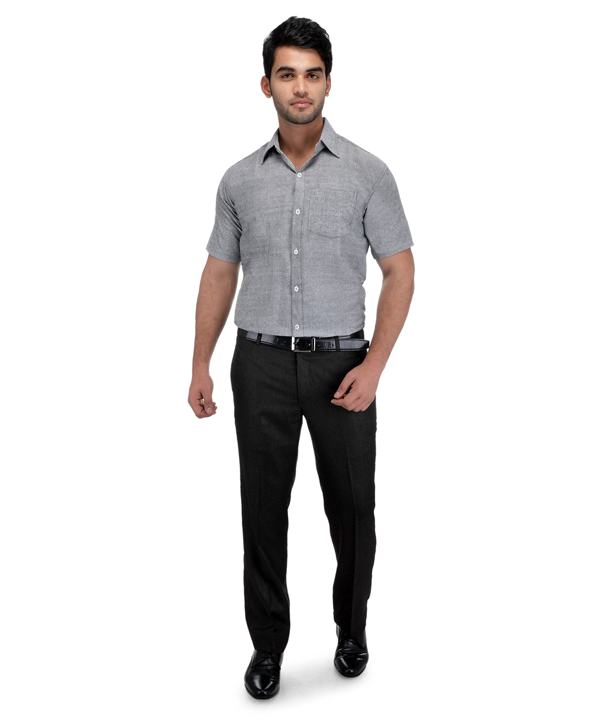 RIAG Grey Men's Half Sleeves Solid Shirt | Grocsy
