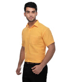 RIAG Yellow Men's Half Sleeves Solid Shirt | Grocsy