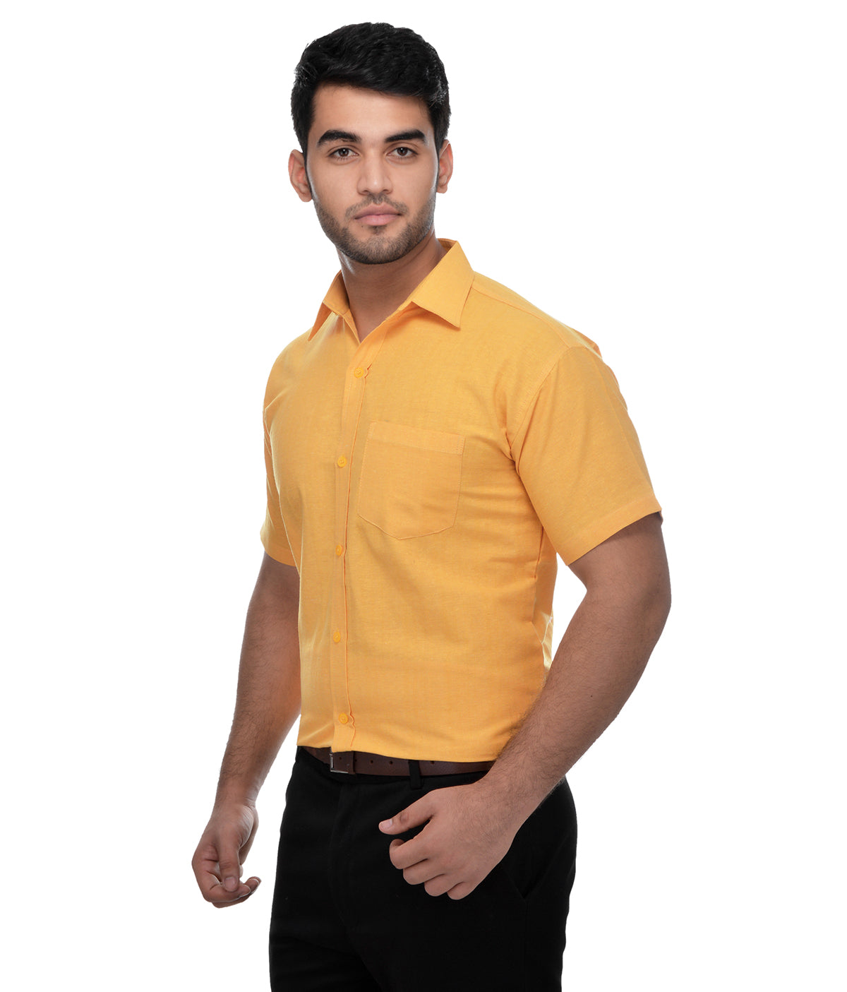 RIAG Yellow Men's Half Sleeves Solid Shirt | Grocsy