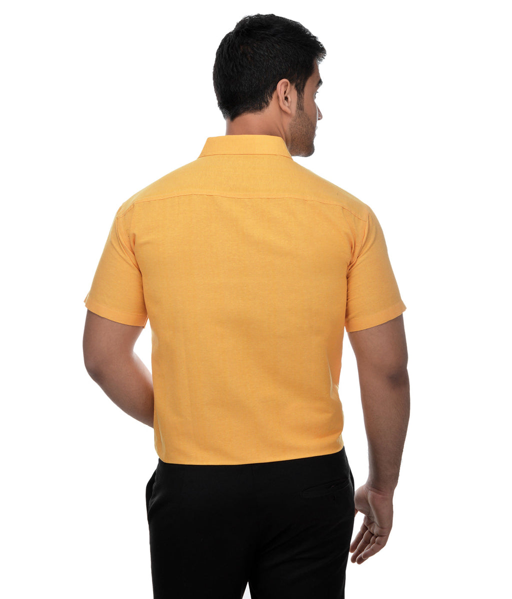 RIAG Yellow Men's Half Sleeves Solid Shirt | Grocsy