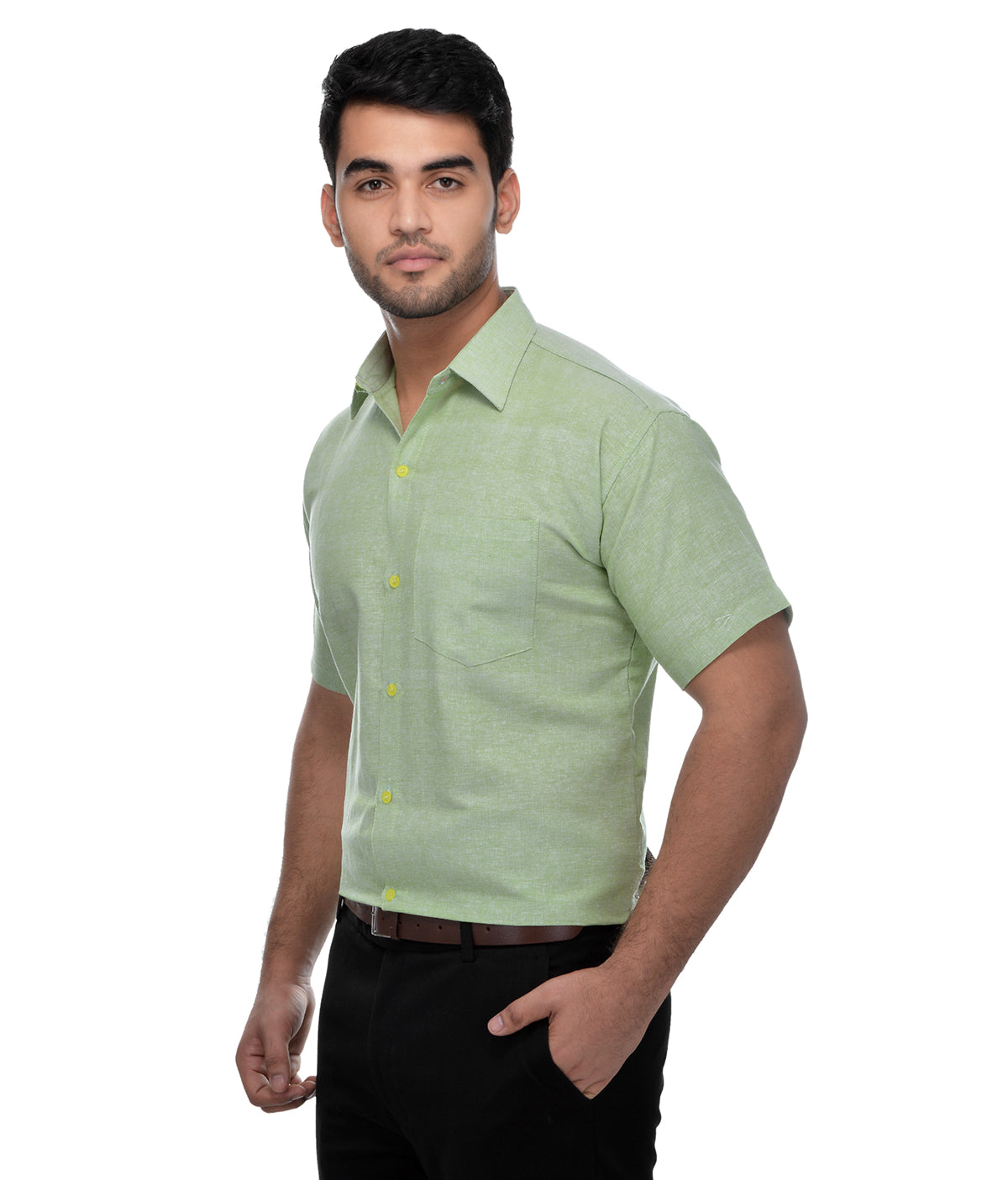 RIAG Green Men's Half Sleeves Solid Shirt | Grocsy