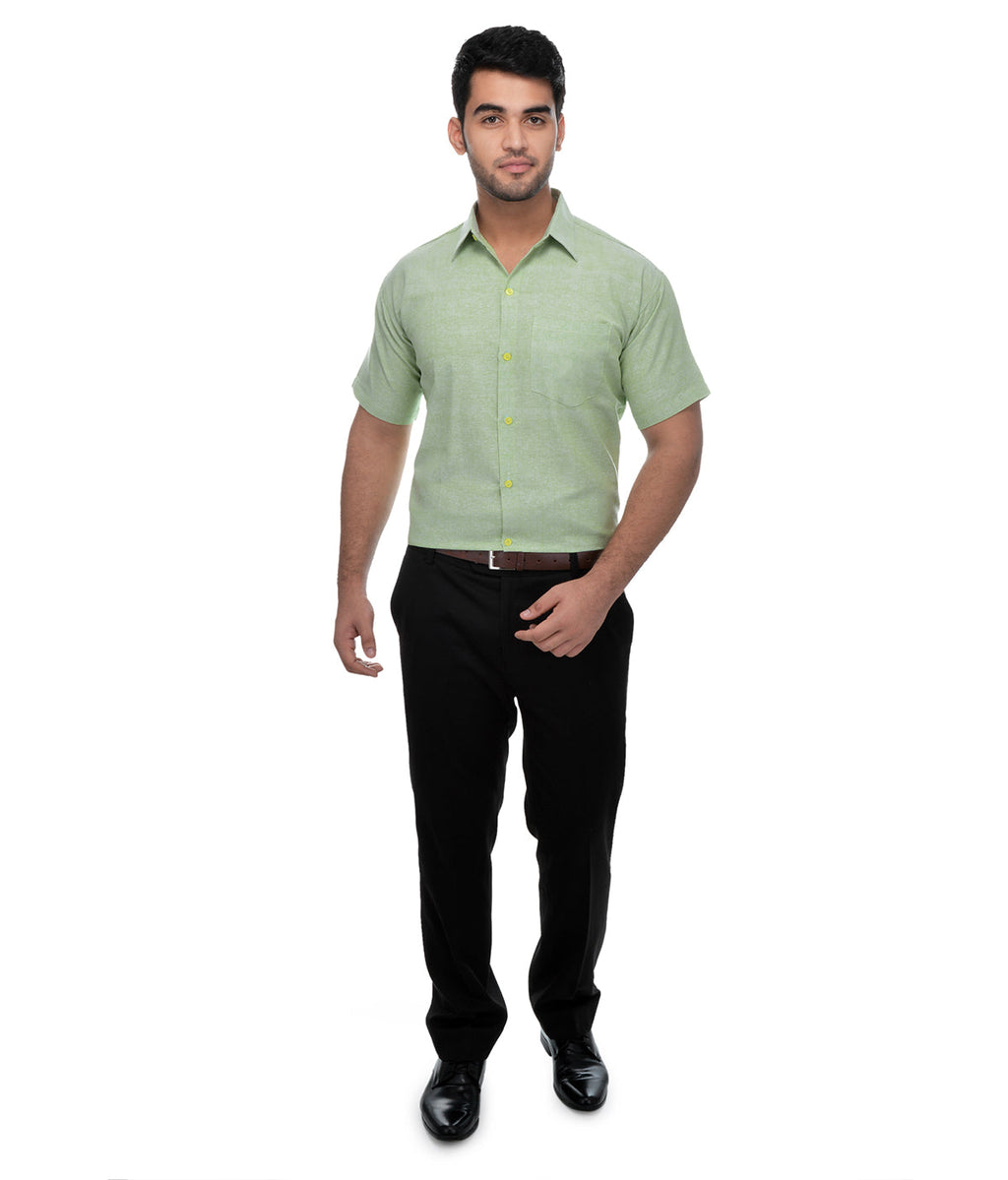 RIAG Green Men's Half Sleeves Solid Shirt | Grocsy