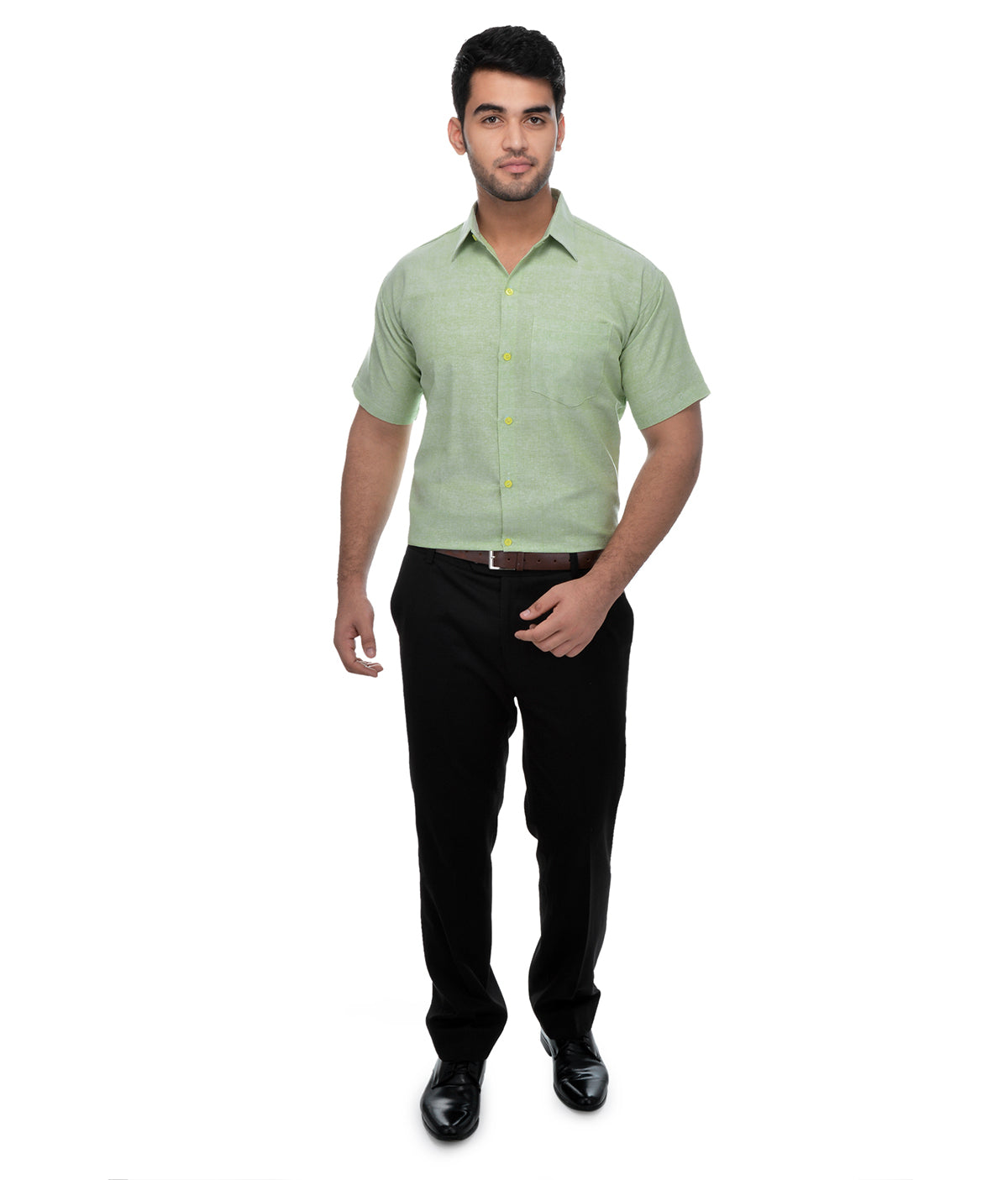 RIAG Green Men's Half Sleeves Solid Shirt | Grocsy