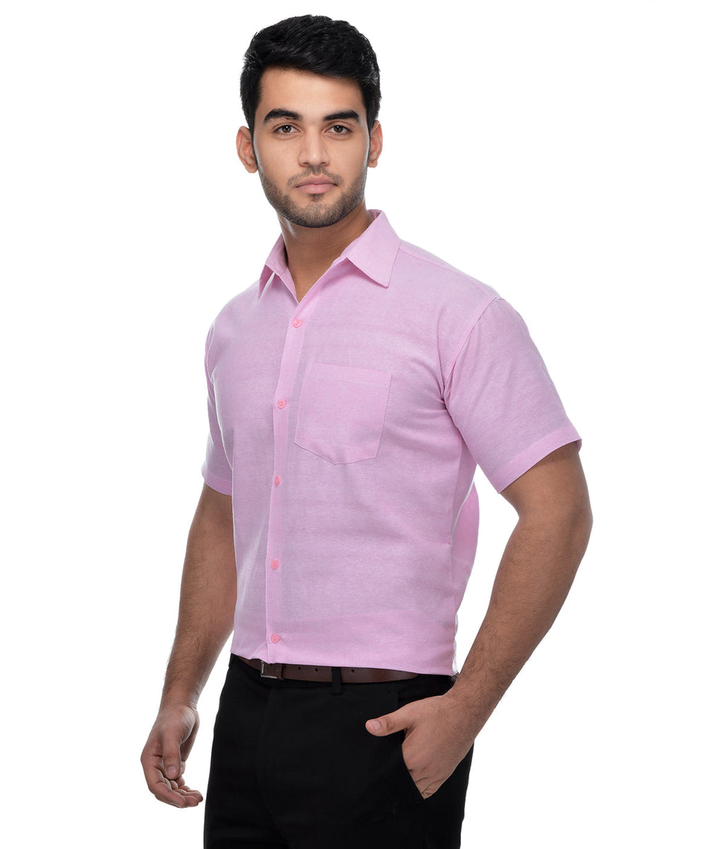RIAG Pink Men's Half Sleeves Solid Shirt | Grocsy