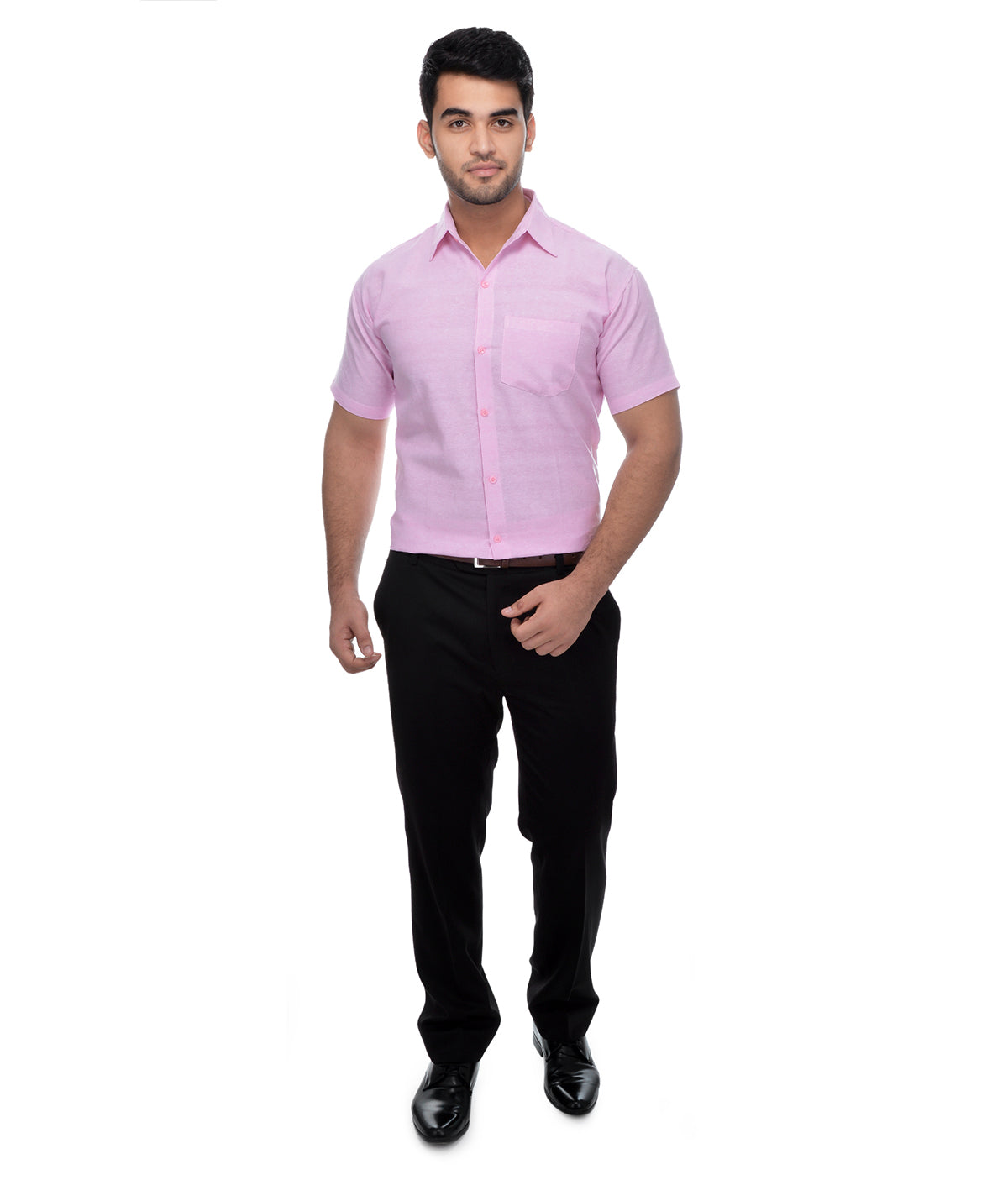 RIAG Pink Men's Half Sleeves Solid Shirt | Grocsy