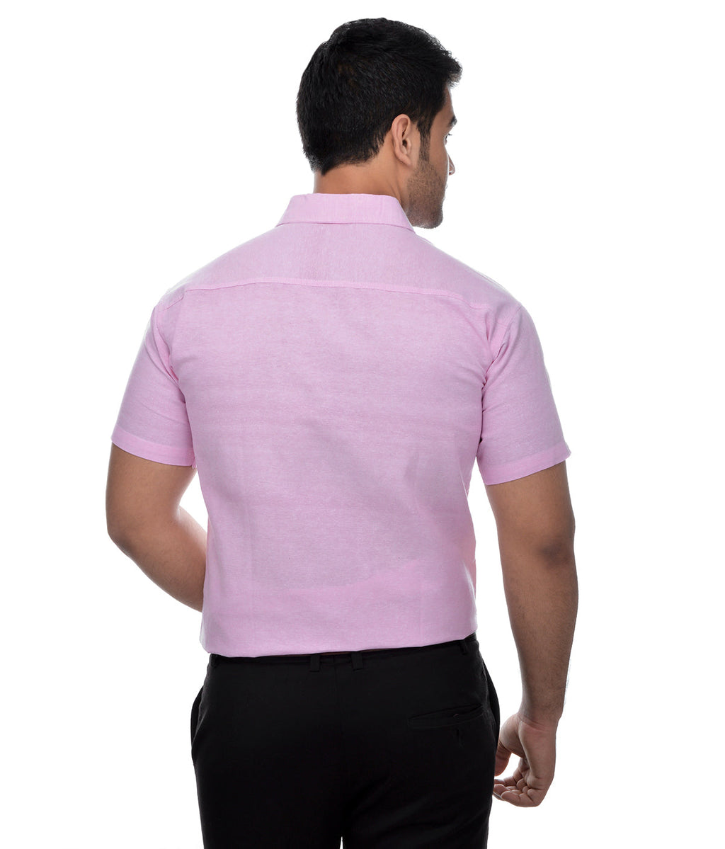 RIAG Pink Men's Half Sleeves Solid Shirt | Grocsy