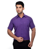 RIAG Purple Men's Half Sleeves Solid Shirt | Grocsy