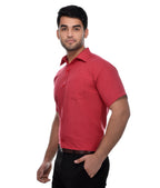 RIAG Red Men's Half Sleeves Solid Shirt | Grocsy
