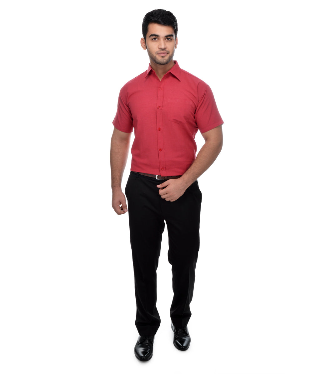 RIAG Red Men's Half Sleeves Solid Shirt | Grocsy